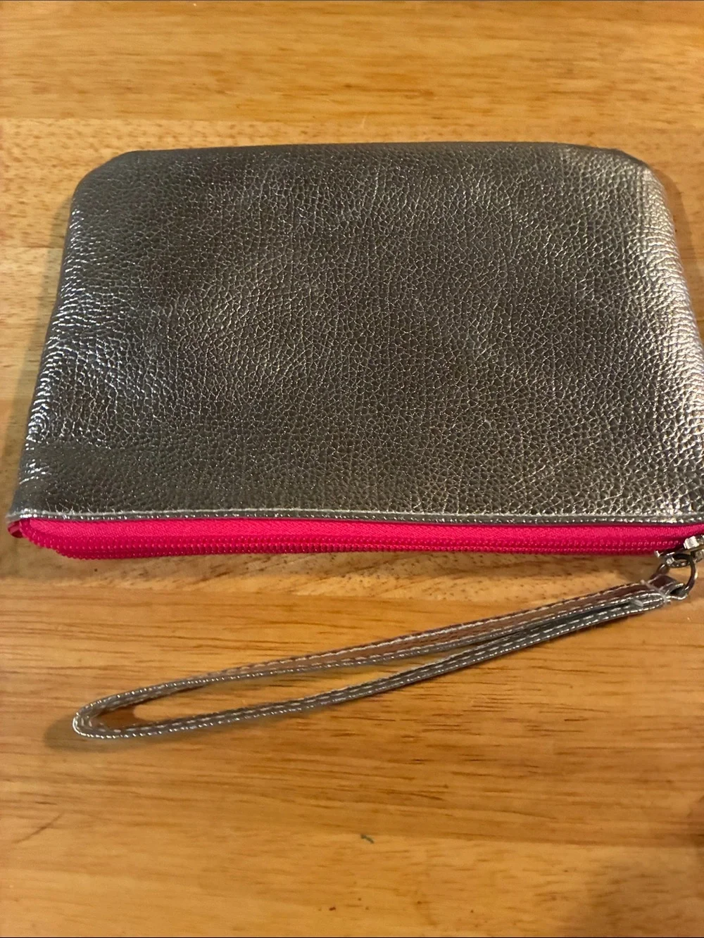 Justice Glitter Sequin Wristlet in Silver with Neon Pink & Multicolor Accents